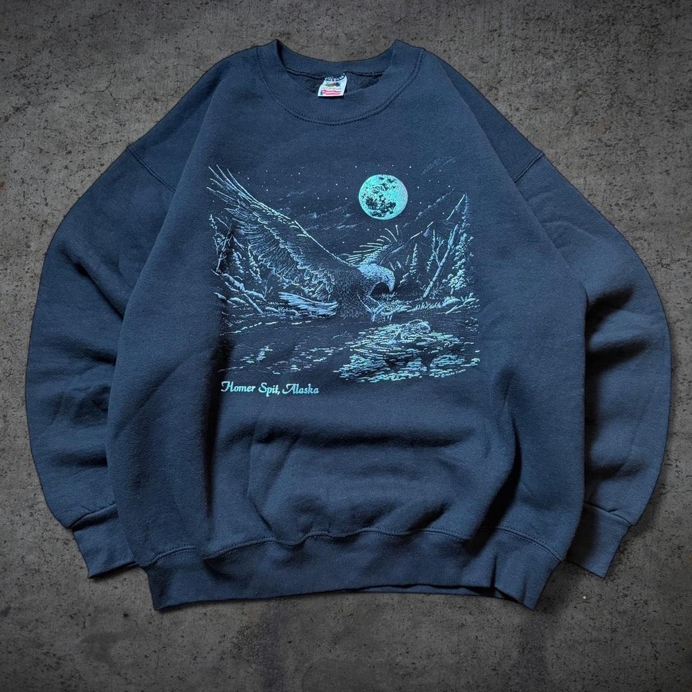 Vintage 90's Fruit Of The Loom American Eagle Crewneck Sweater Made In USA